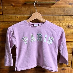Zara Pink Kids Shirt with 'Paris' Print